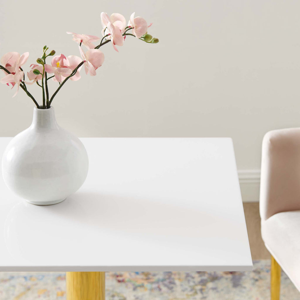 Verne 24" Square Dining Table - Gold White