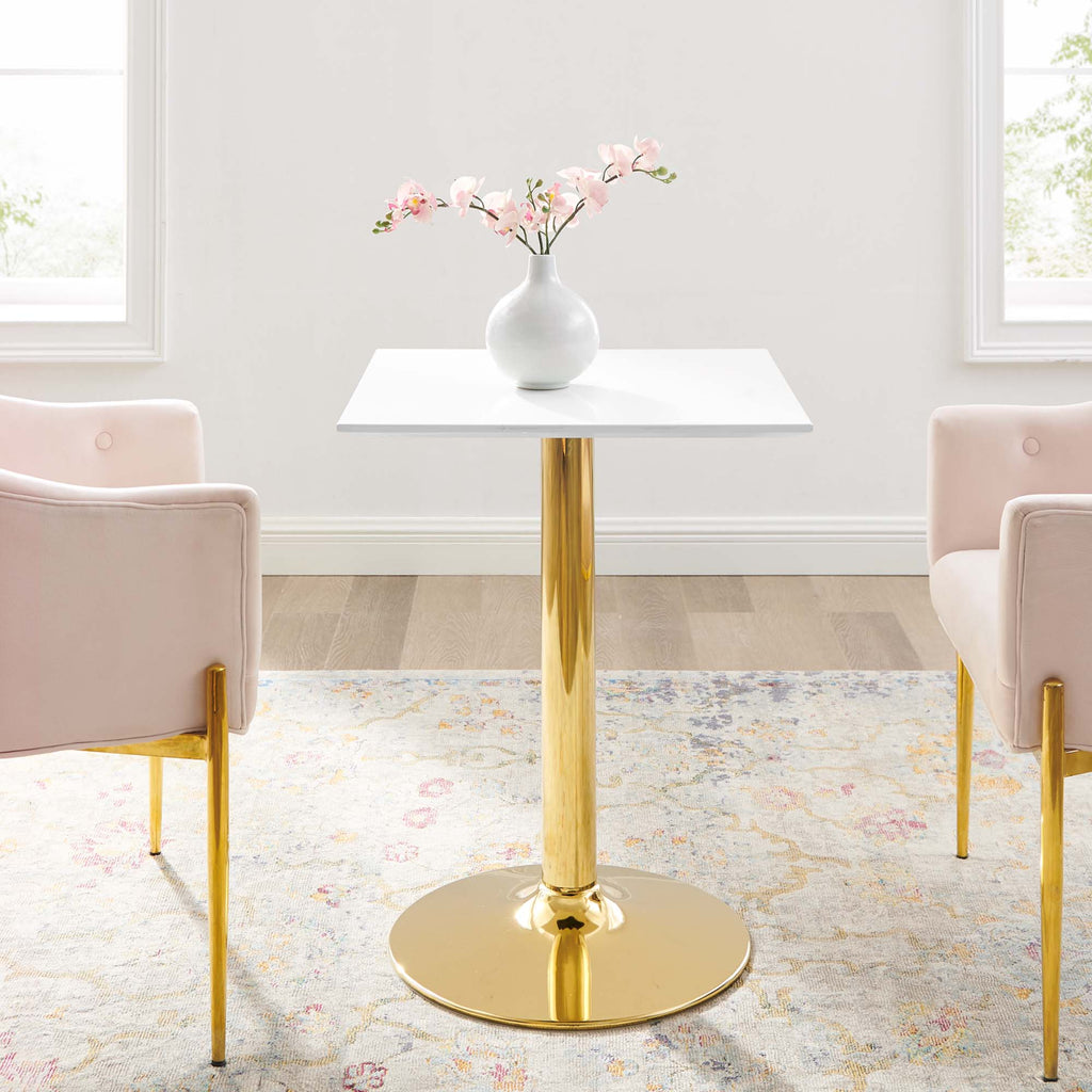 Verne 24" Square Dining Table - Gold White
