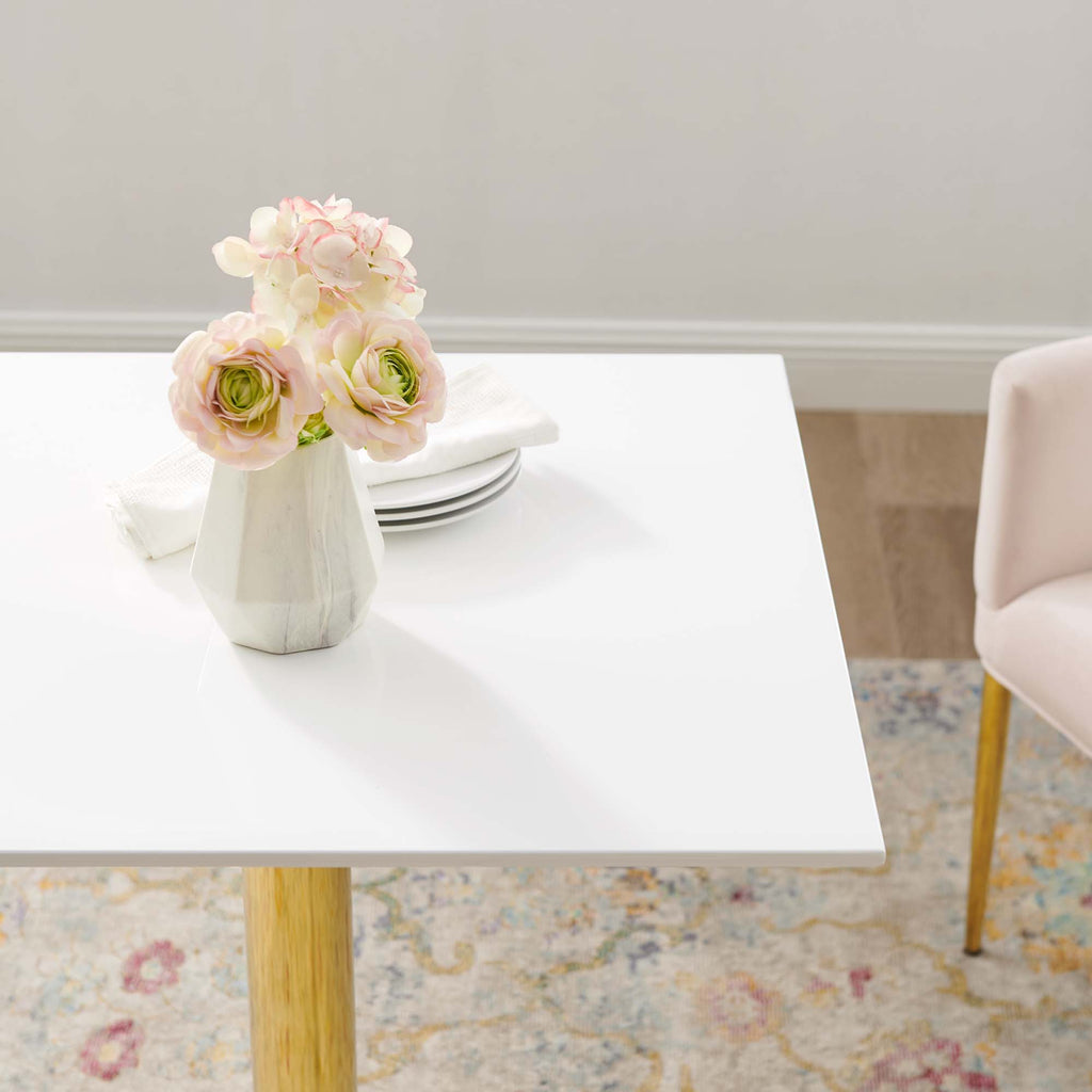 Verne 28" Square Dining Table - Gold White