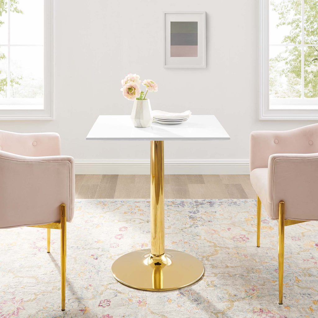Verne 28" Square Dining Table - Gold White