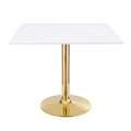 Verne 35" Square Dining Table - Gold White