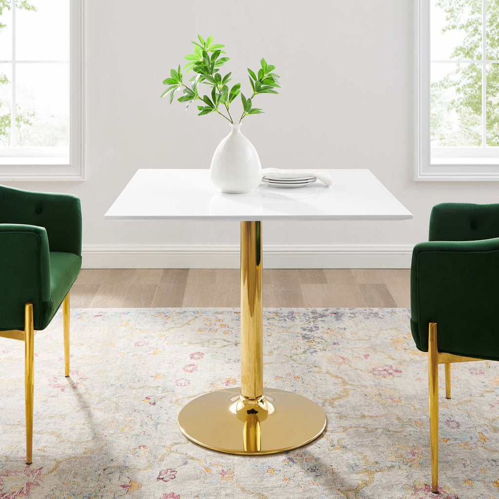 Verne 35" Square Dining Table - Gold White