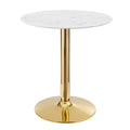 Verne 28" Artificial Marble Dining Table - Gold White