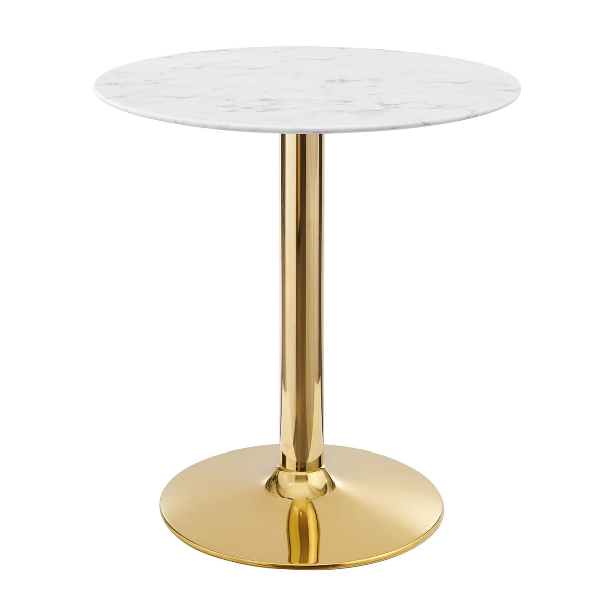 Verne 28" Artificial Marble Dining Table - Gold White