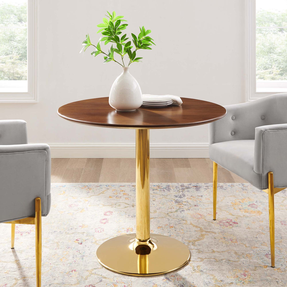 Verne 35" Dining Table - Gold Walnut