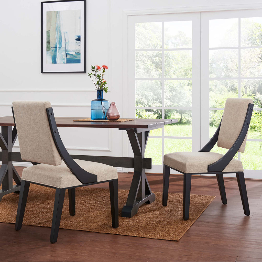 Cambridge Upholstered Fabric Dining Chairs Set of 2 - Beige
