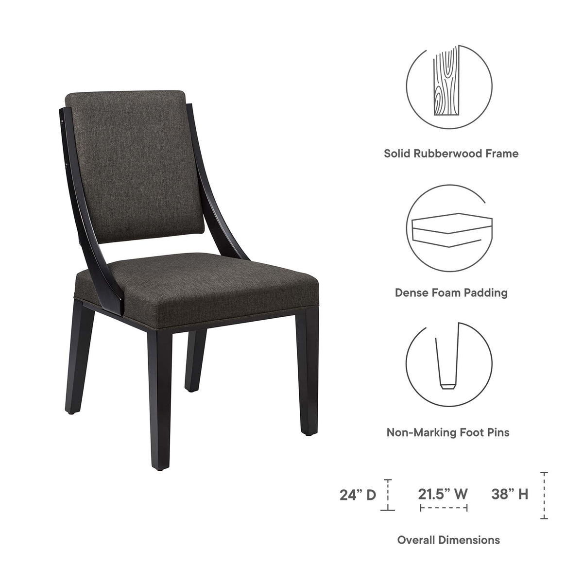 Cambridge Upholstered Fabric Dining Chairs Set of 2 - Gray