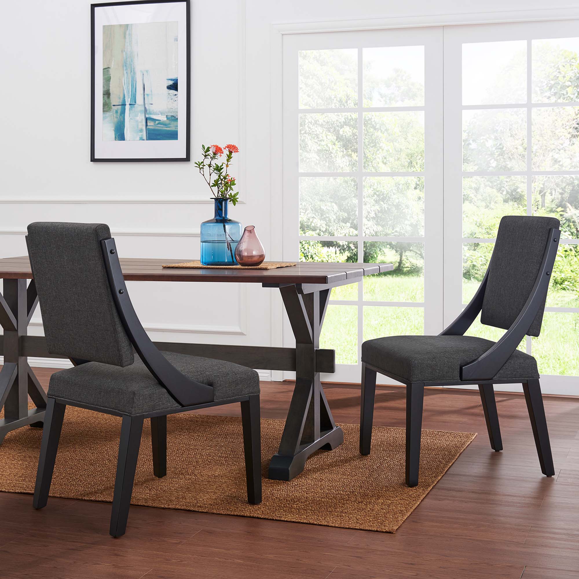 Cambridge Upholstered Fabric Dining Chairs Set of 2 - Gray