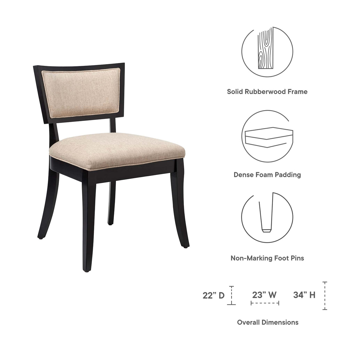 Pristine Upholstered Fabric Dining Chairs Set of 2 - Beige