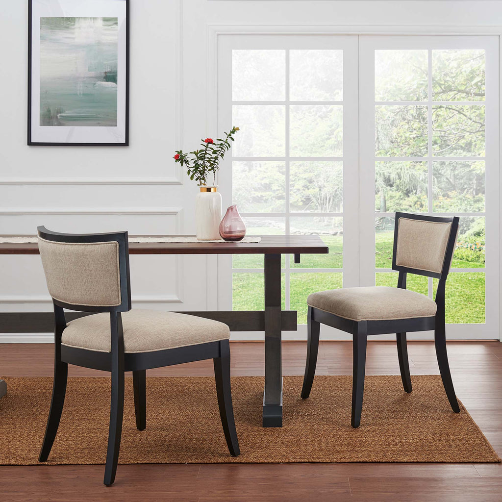 Pristine Upholstered Fabric Dining Chairs Set of 2 - Beige
