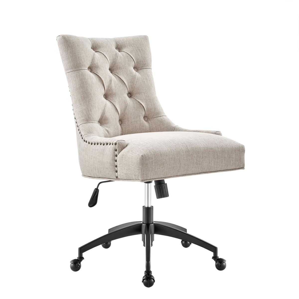 Regent Tufted Fabric Office Chair - Black Beige