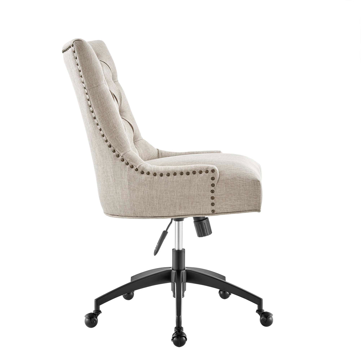Regent Tufted Fabric Office Chair - Black Beige