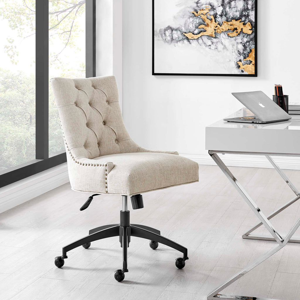 Regent Tufted Fabric Office Chair - Black Beige
