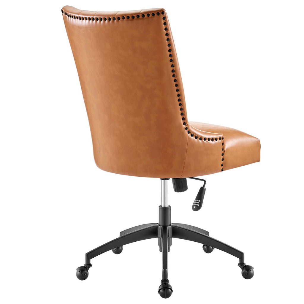 Empower Channel Tufted Vegan Leather Office Chair - Black Tan