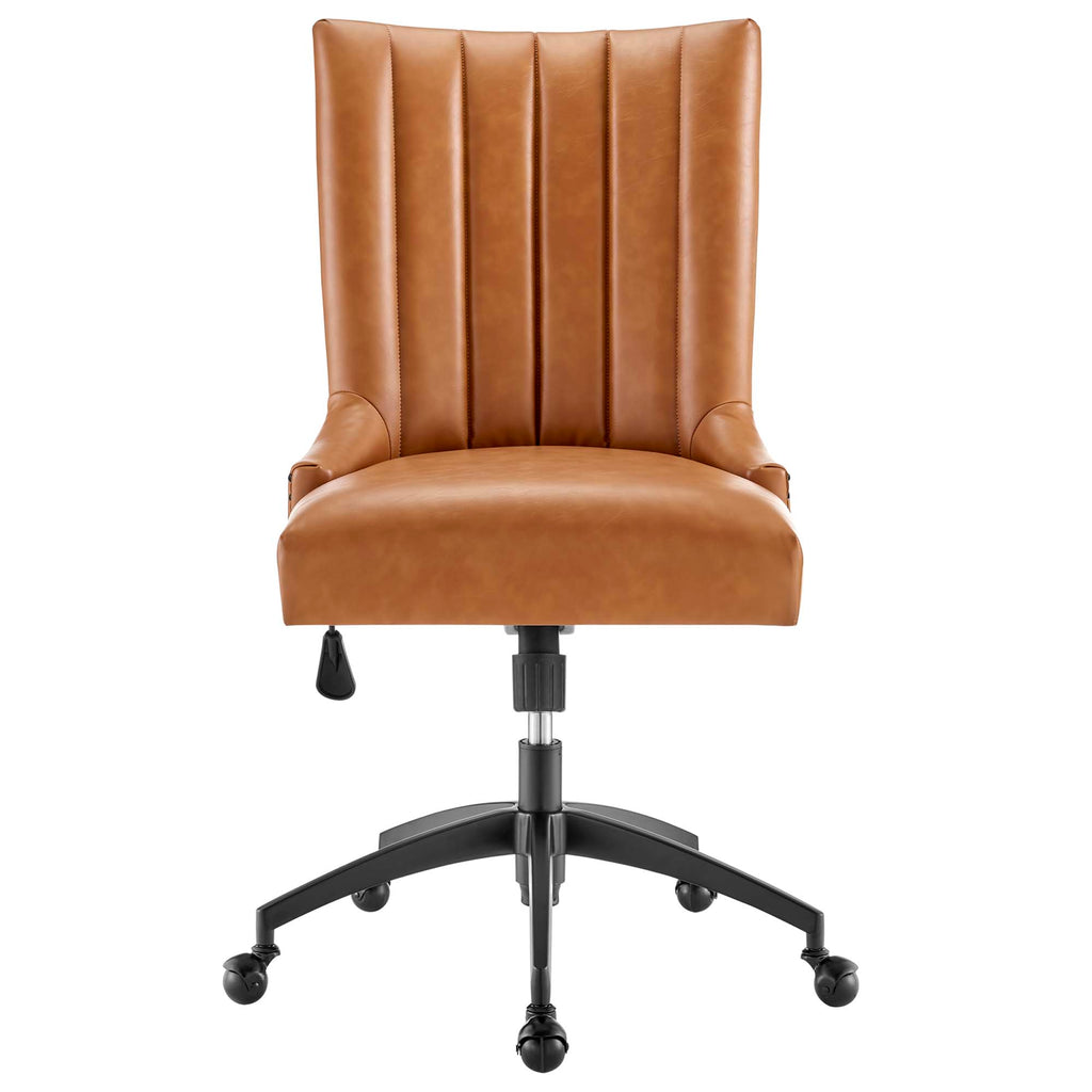 Empower Channel Tufted Vegan Leather Office Chair - Black Tan