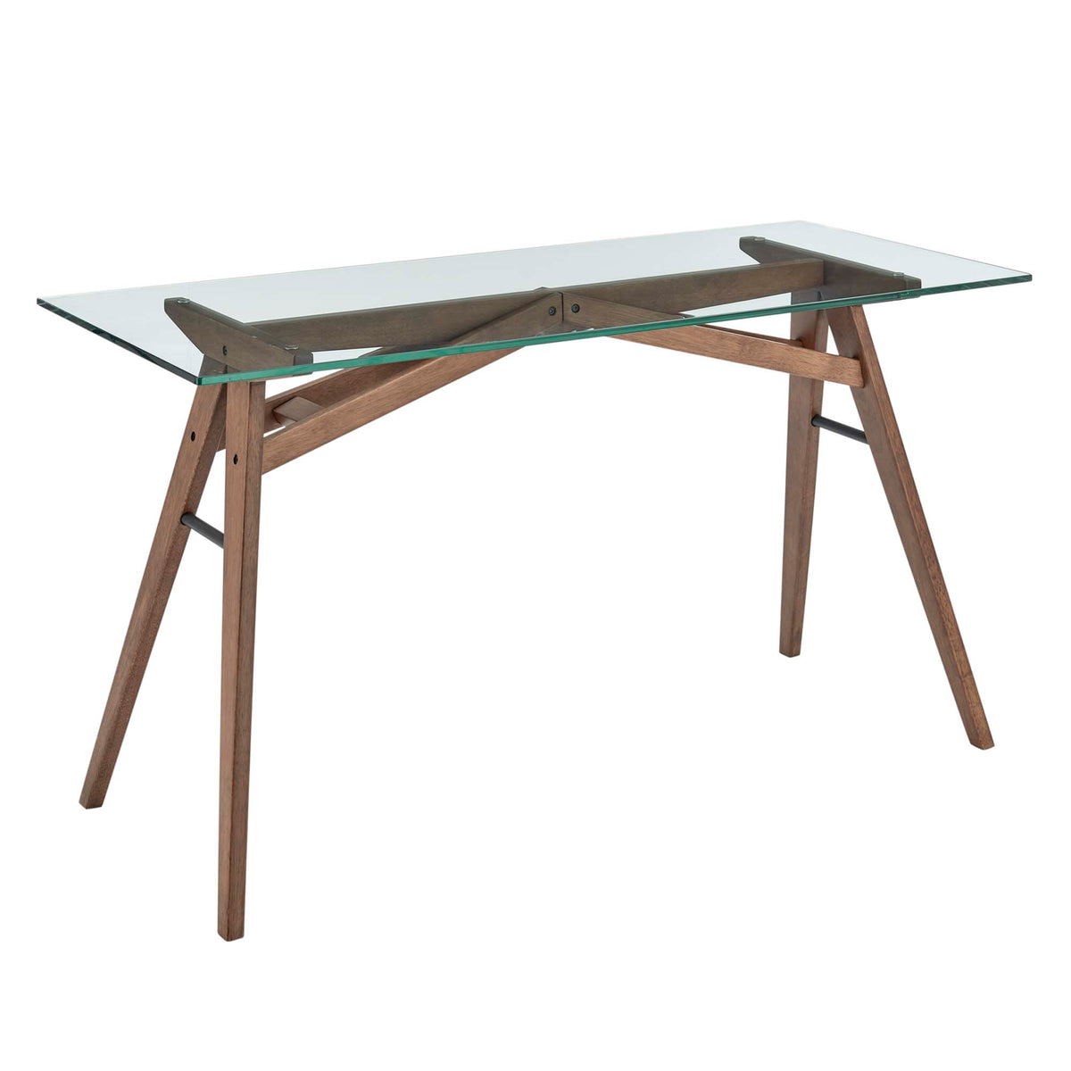 Steadfast Glass Top Office Desk - Walnut