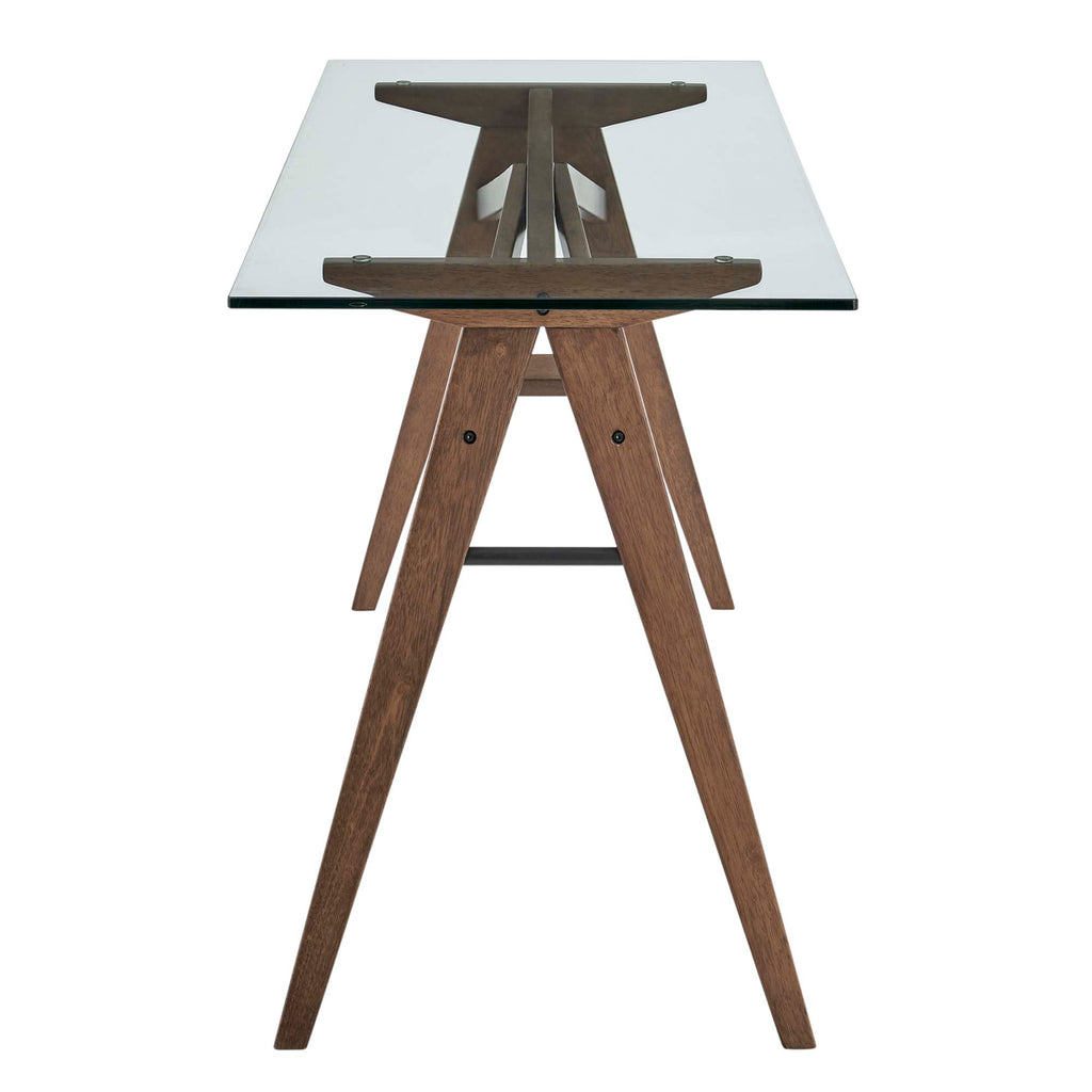 Steadfast Glass Top Office Desk - Walnut
