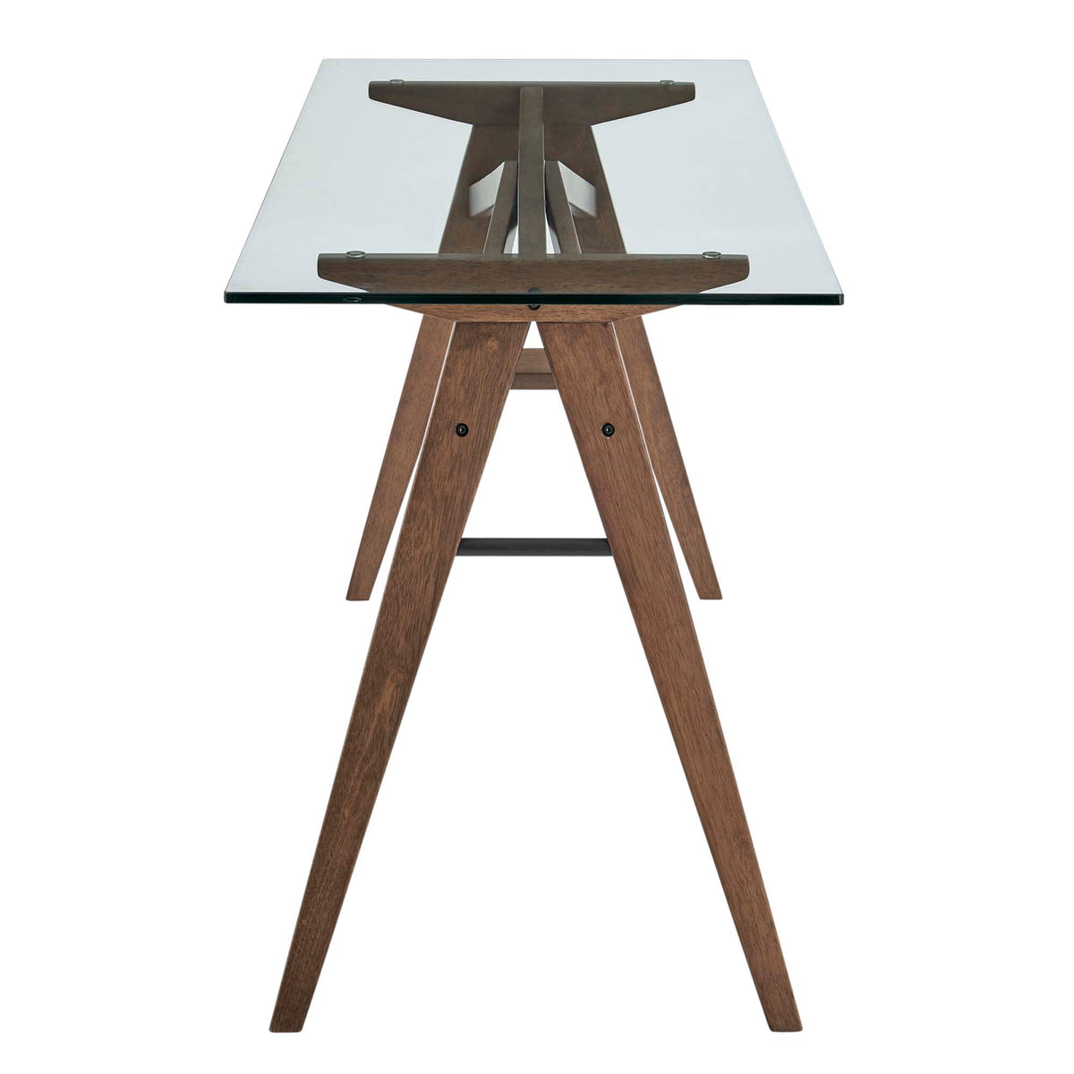 Steadfast Glass Top Office Desk - Walnut