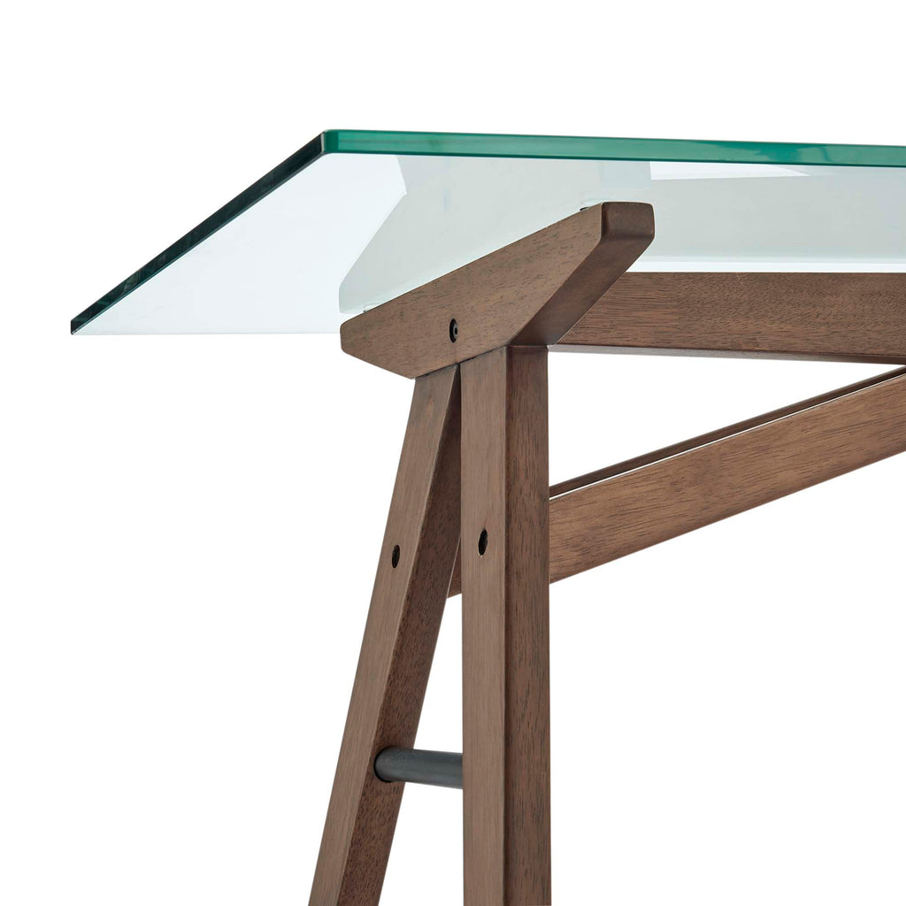 Steadfast Glass Top Office Desk - Walnut