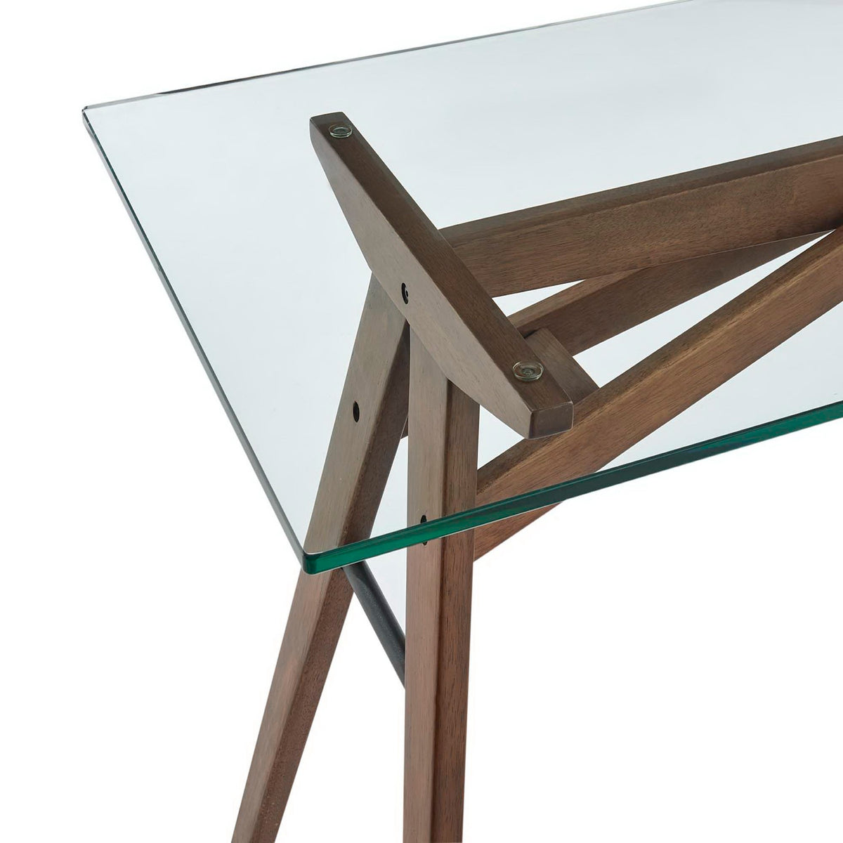 Steadfast Glass Top Office Desk - Walnut