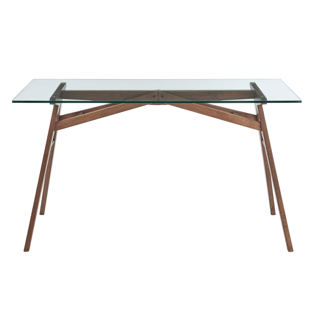 Steadfast Glass Top Office Desk - Walnut
