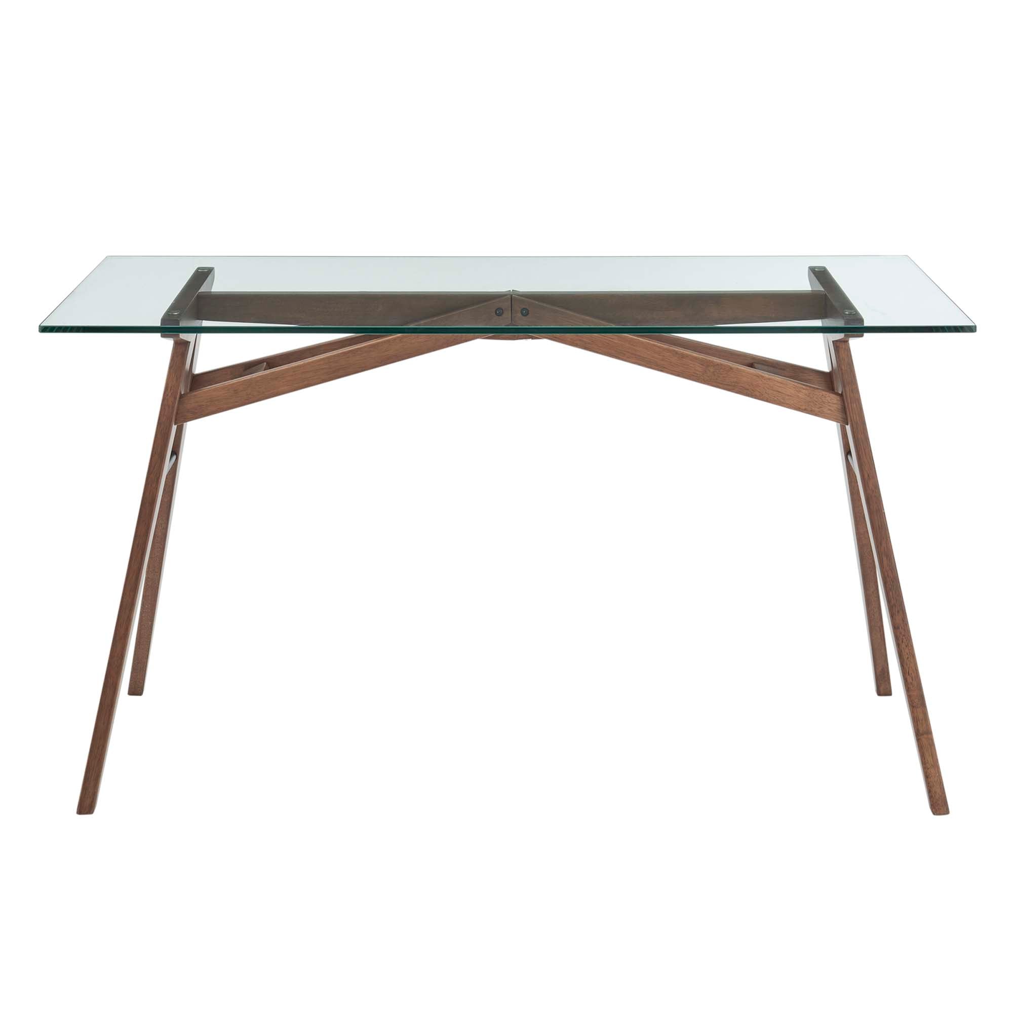 Steadfast Glass Top Office Desk - Walnut