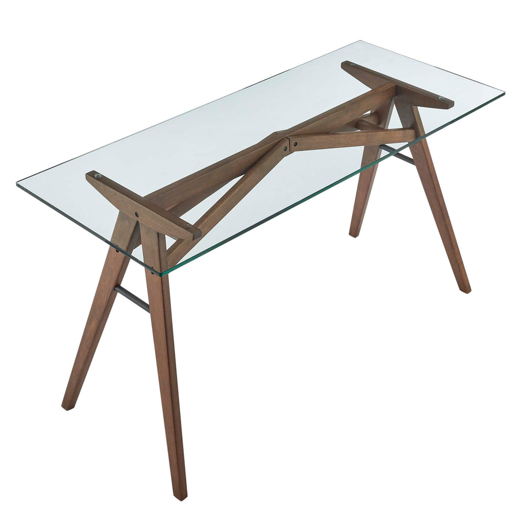 Steadfast Glass Top Office Desk - Walnut