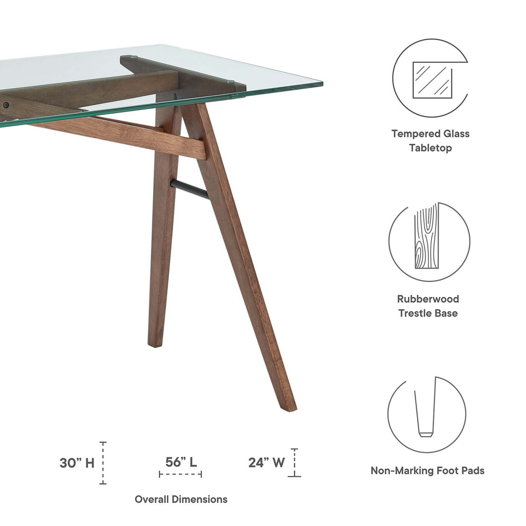 Steadfast Glass Top Office Desk - Walnut
