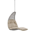 Landscape Hanging Chaise Lounge Outdoor Patio Swing Chair - Light Gray Beige (EEI-4589-LGR-BEI)
