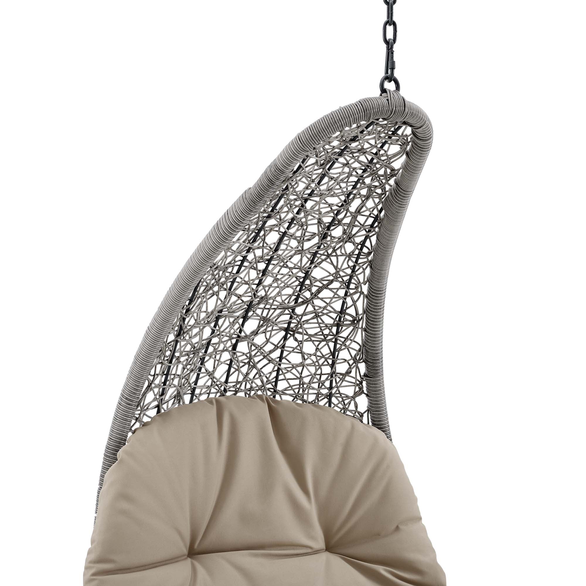 Landscape Hanging Chaise Lounge Outdoor Patio Swing Chair - Light Gray Beige (EEI-4589-LGR-BEI)