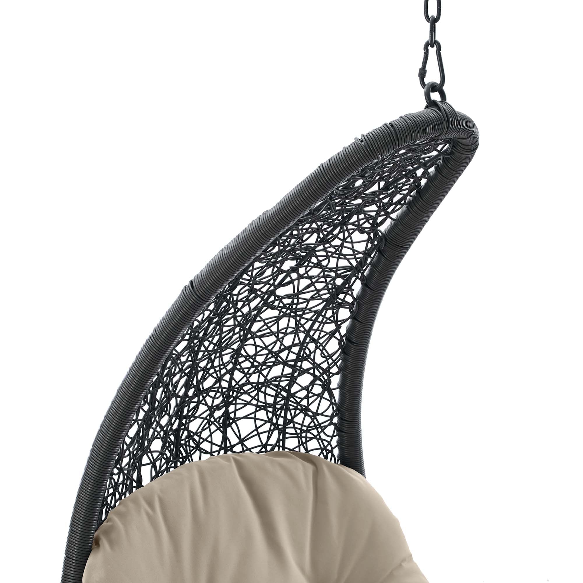 Landscape Hanging Chaise Lounge Outdoor Patio Swing Chair - Light Gray Beige (EEI-4589-LGR-BEI)