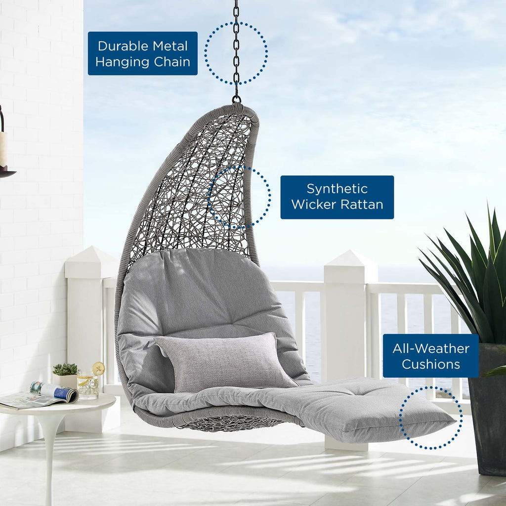 Landscape Hanging Chaise Lounge Outdoor Patio Swing Chair - Light Gray Gray (EEI-4589-LGR-GRY)