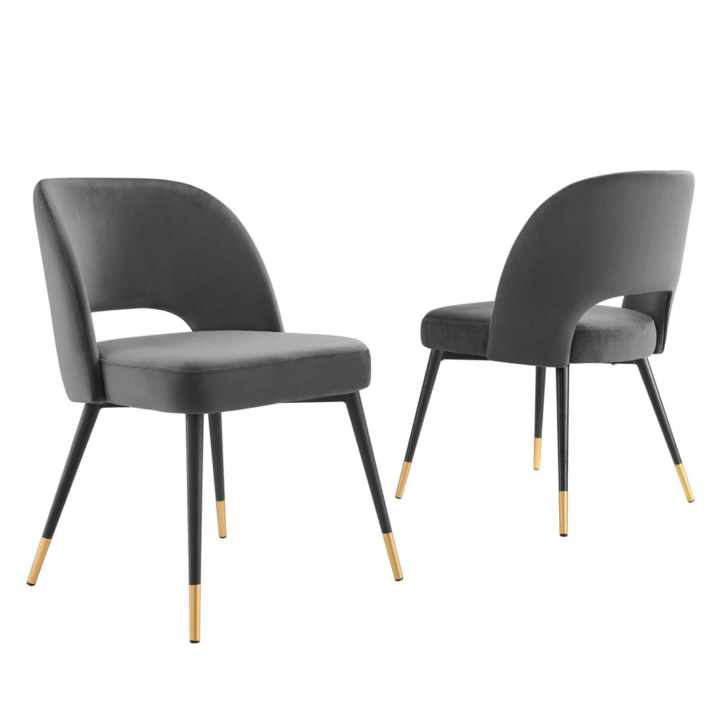 Rouse Performance Velvet Dining Side Chairs Set of 2 - Charcoal
