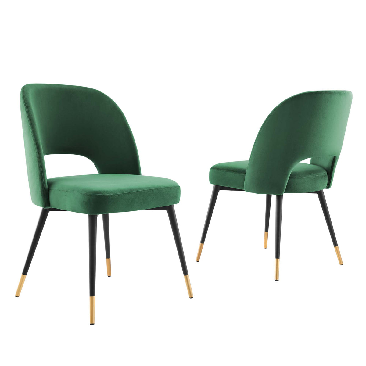 Rouse Performance Velvet Dining Side Chairs Set of 2 - Emerald