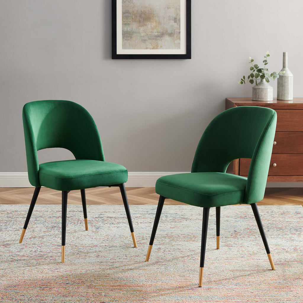 Rouse Performance Velvet Dining Side Chairs Set of 2 - Emerald
