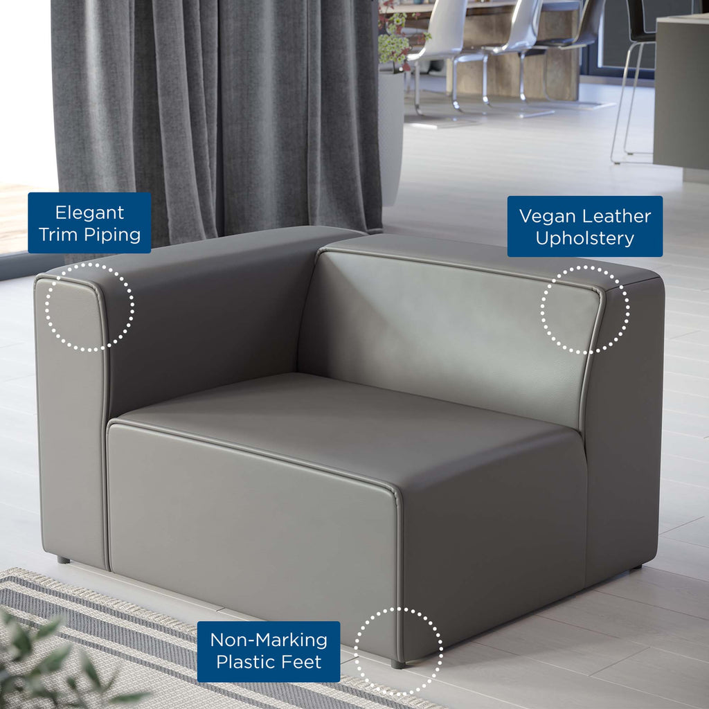 Mingle Vegan Leather Left-Arm Chair - Gray