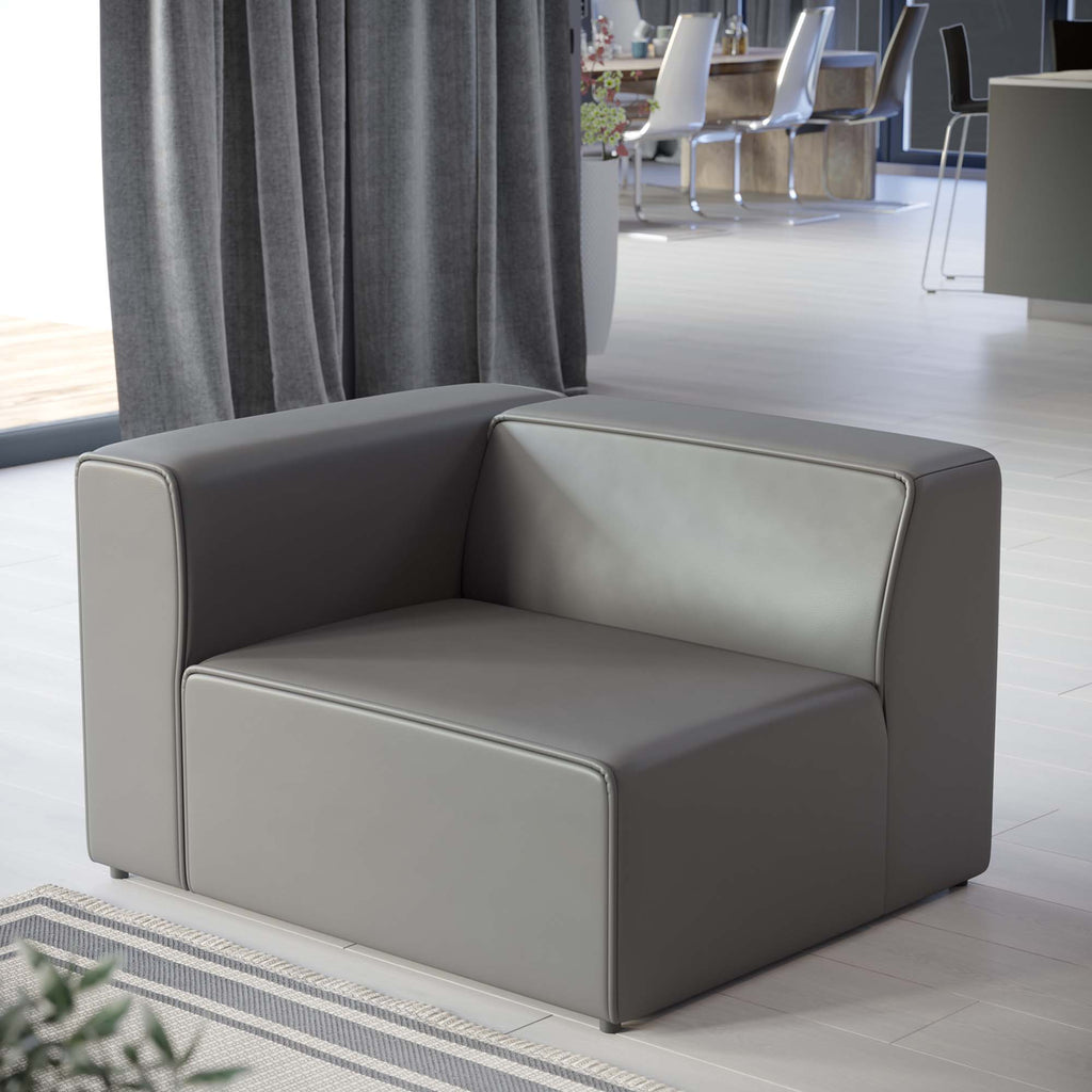 Mingle Vegan Leather Left-Arm Chair - Gray