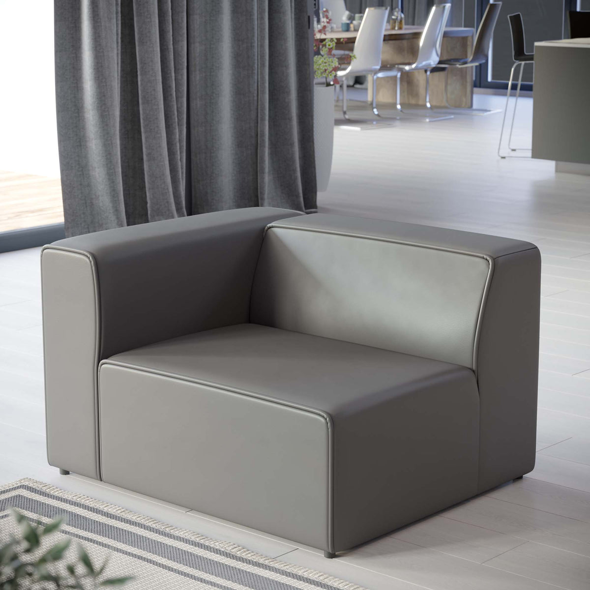Mingle Vegan Leather Left-Arm Chair - Gray