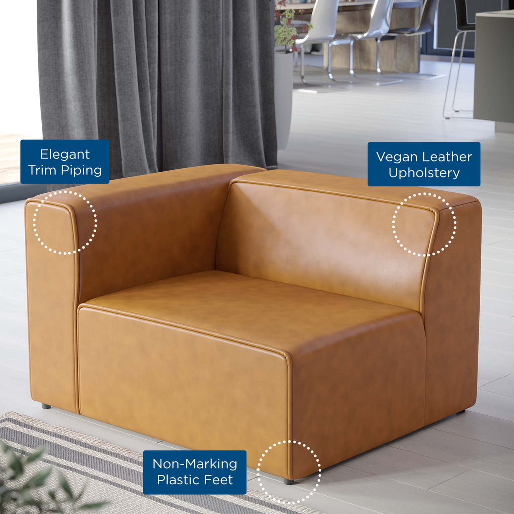 Mingle Vegan Leather Left-Arm Chair - Tan