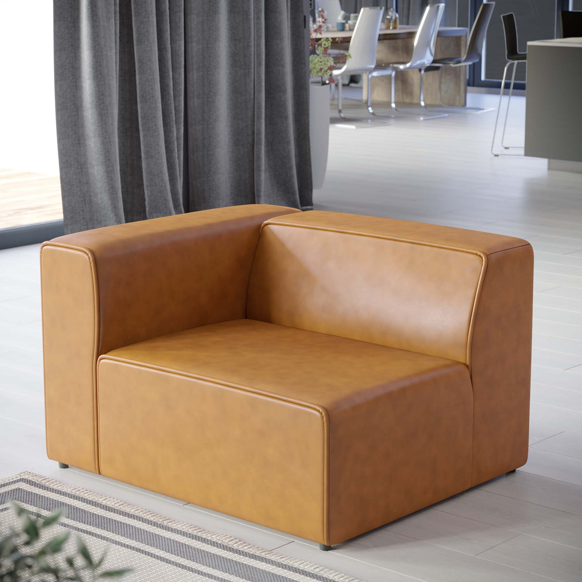 Mingle Vegan Leather Left-Arm Chair - Tan