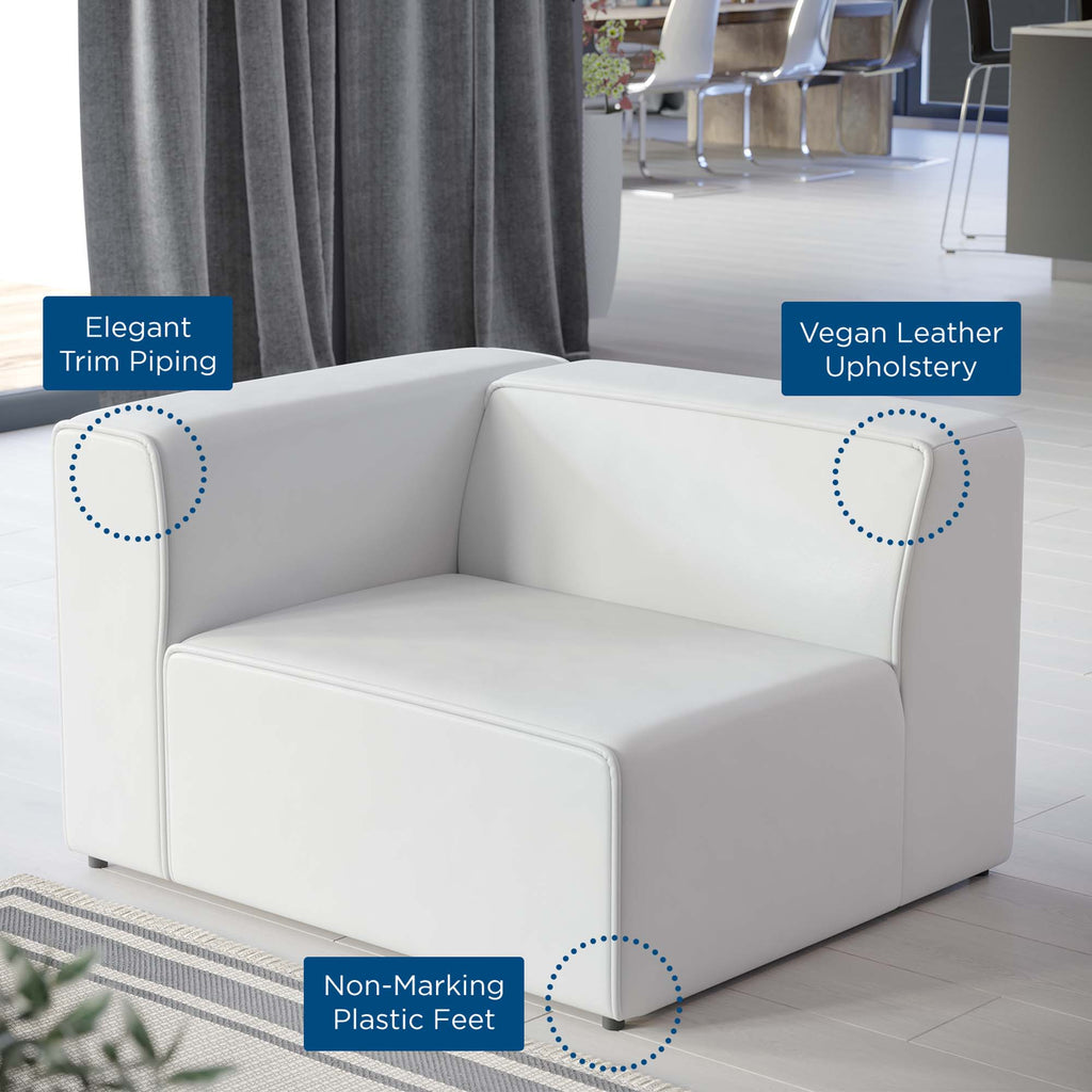 Mingle Vegan Leather Left-Arm Chair - White