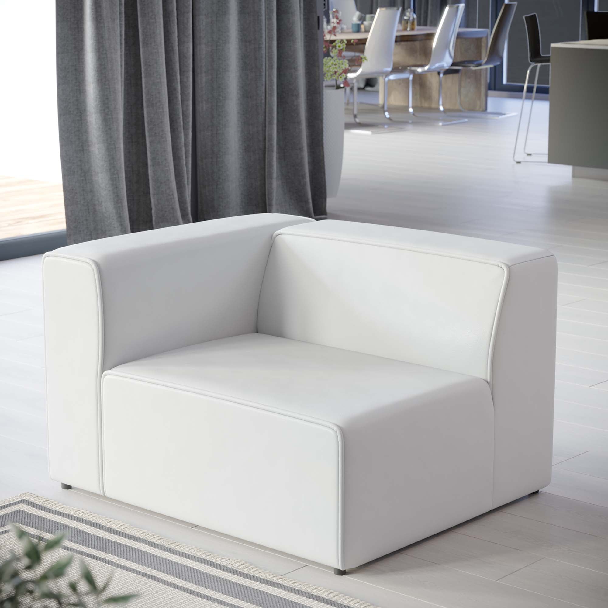 Mingle Vegan Leather Left-Arm Chair - White