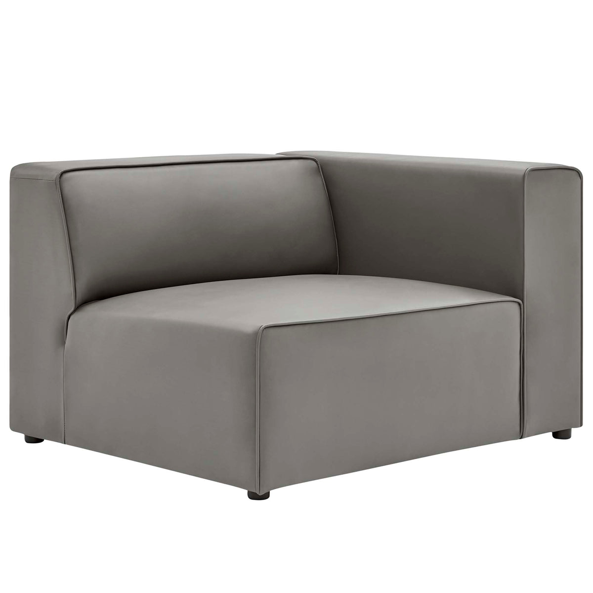Mingle Vegan Leather Right-Arm Chair - Gray