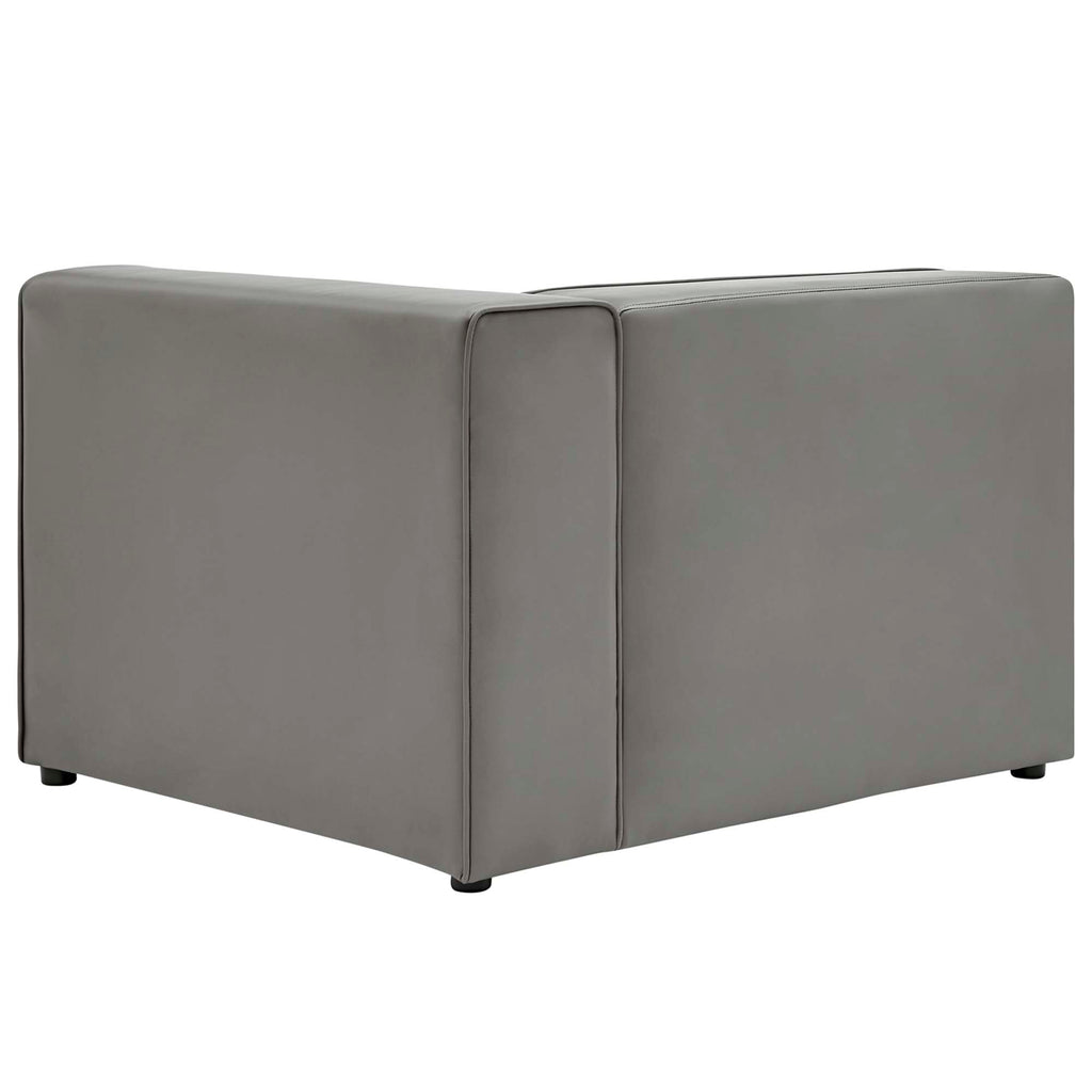 Mingle Vegan Leather Right-Arm Chair - Gray