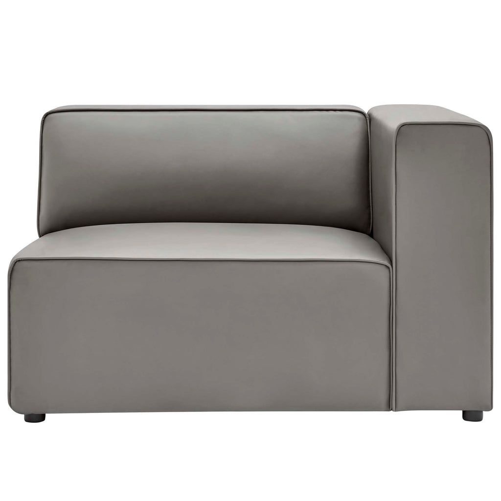 Mingle Vegan Leather Right-Arm Chair - Gray