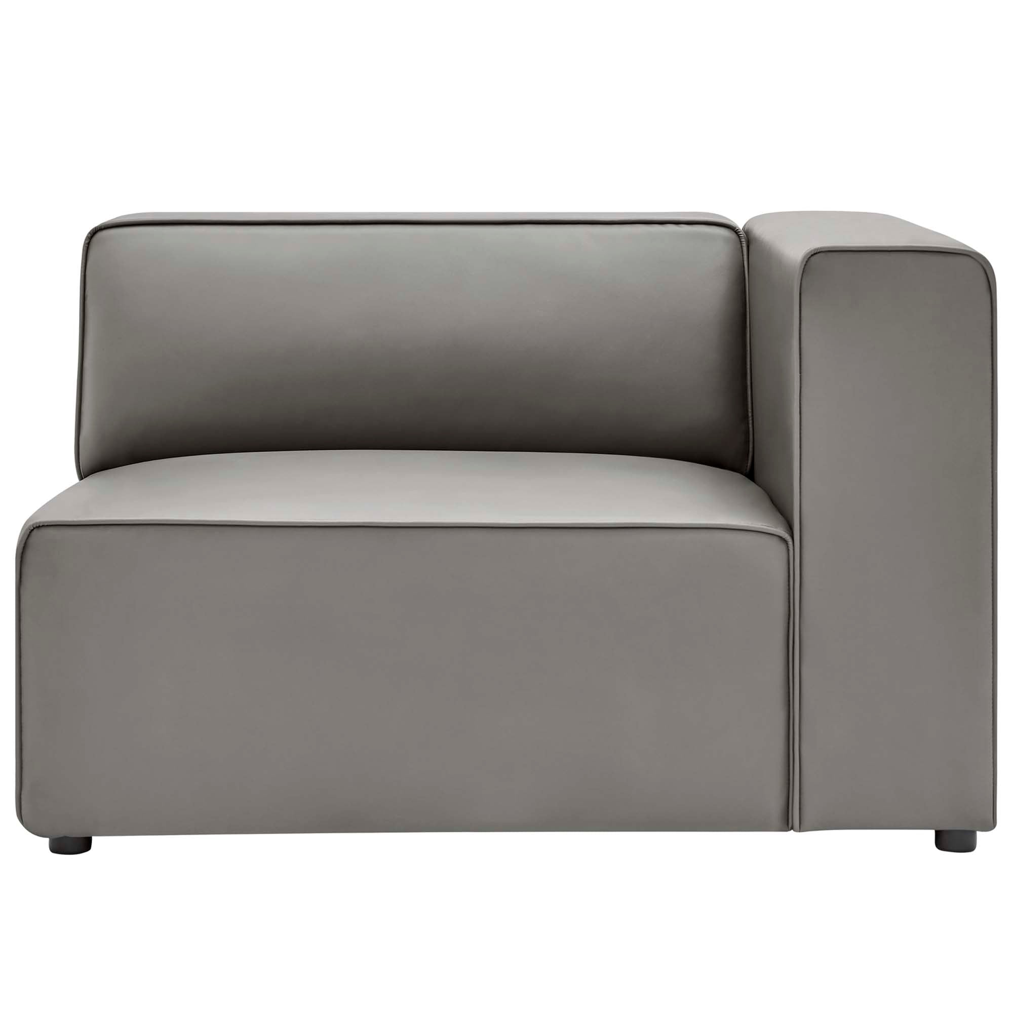 Mingle Vegan Leather Right-Arm Chair - Gray