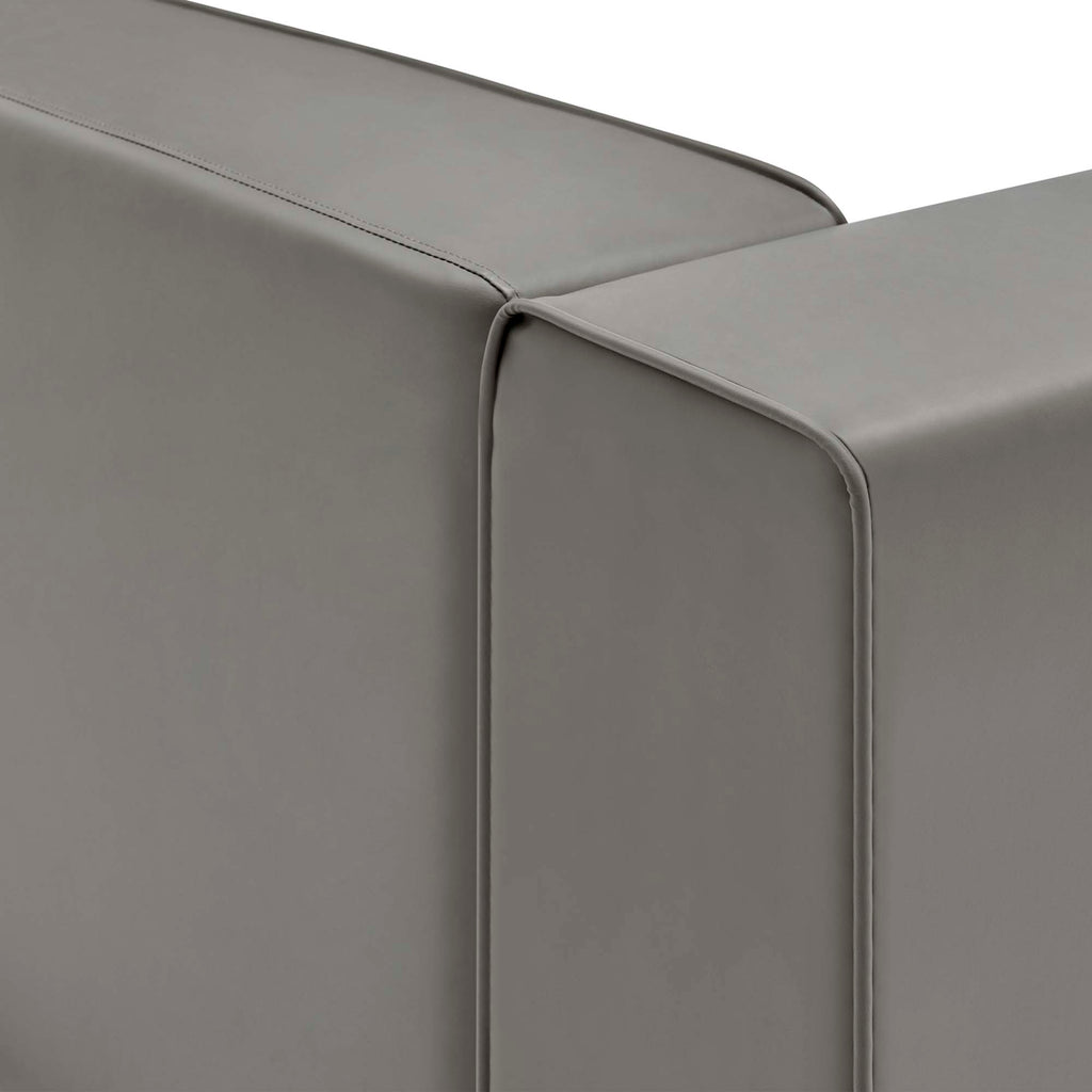 Mingle Vegan Leather Right-Arm Chair - Gray