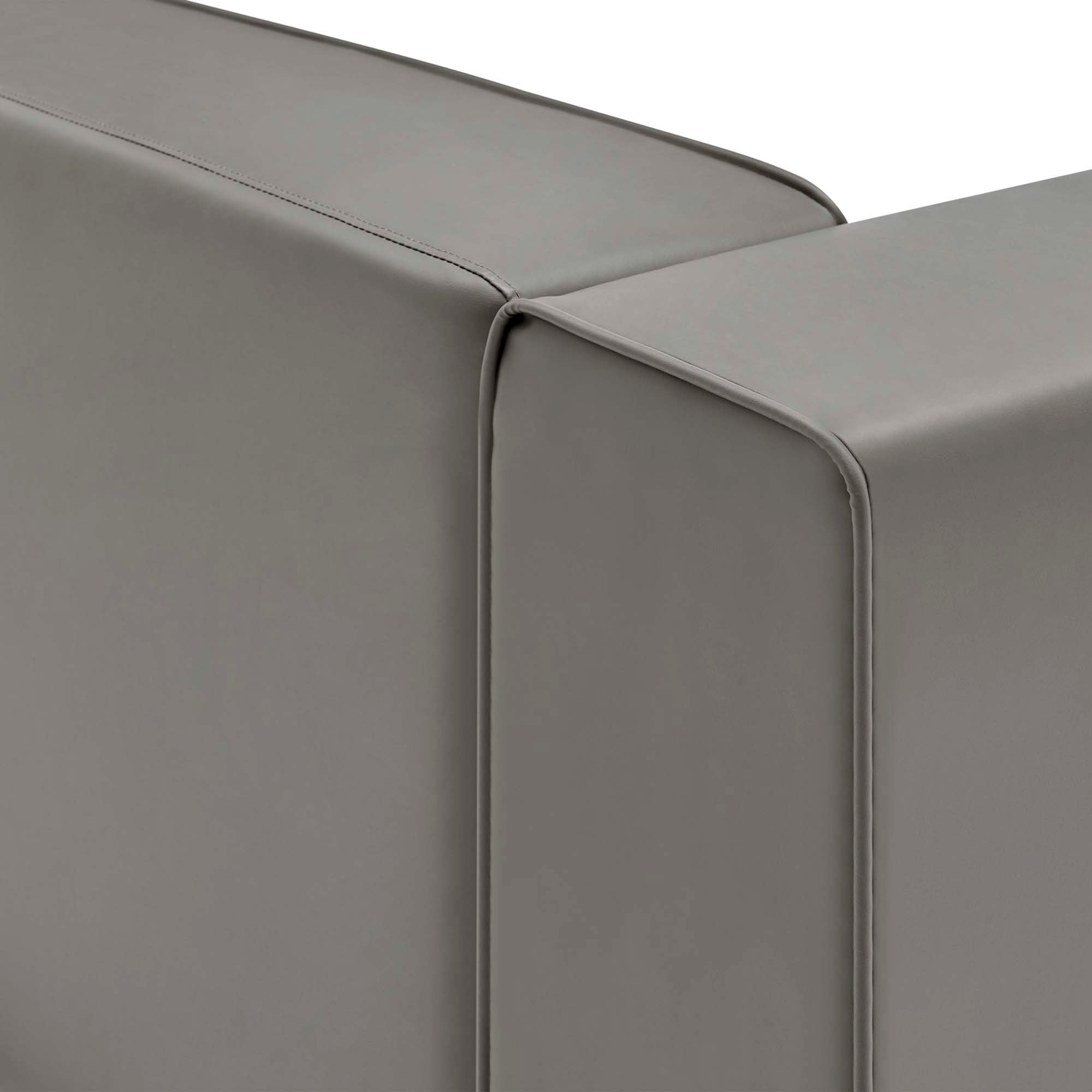 Mingle Vegan Leather Right-Arm Chair - Gray