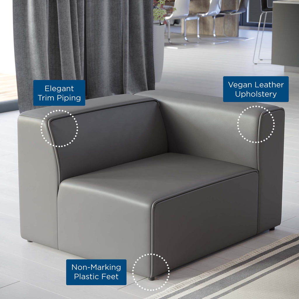 Mingle Vegan Leather Right-Arm Chair - Gray