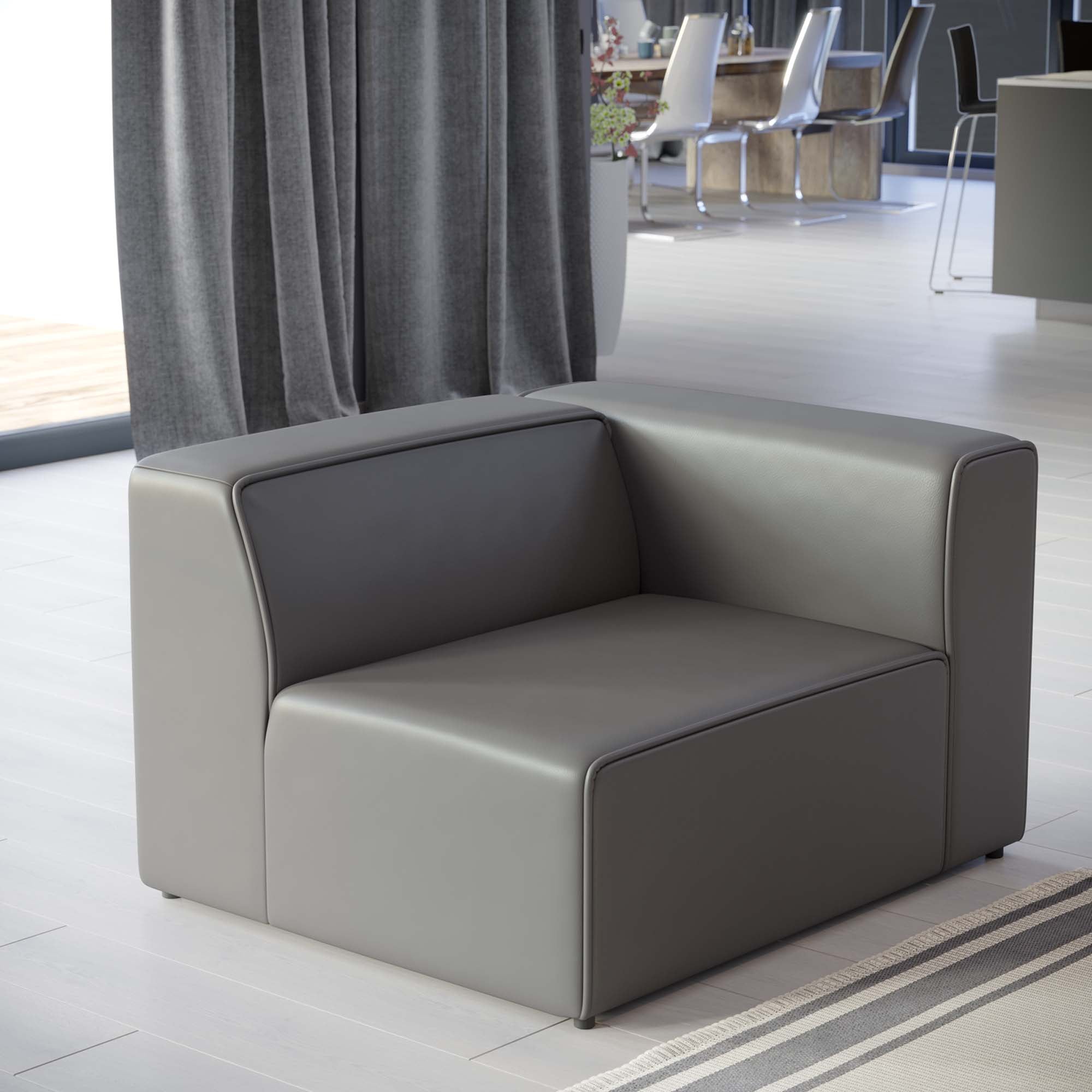 Mingle Vegan Leather Right-Arm Chair - Gray